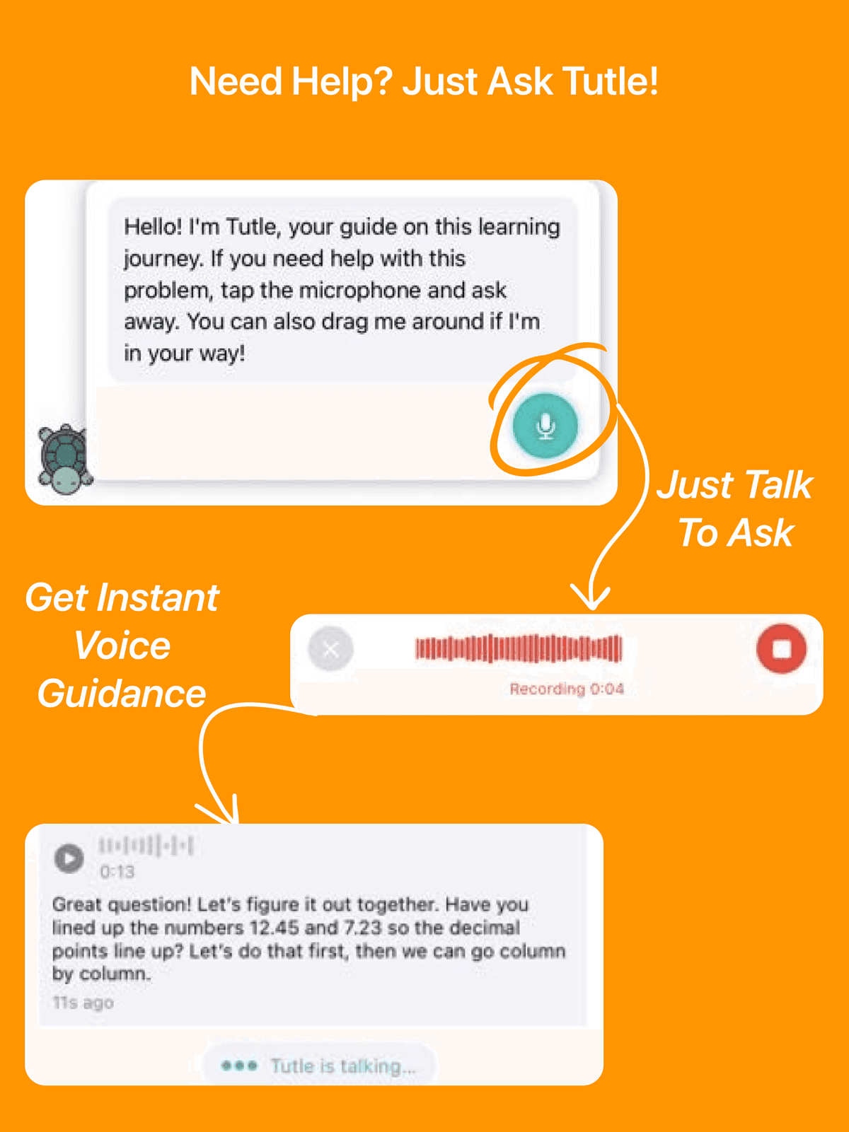Voice interaction feature - kids asking Scribble Math for math help and hints
